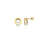 halo stud earrings in yellow gold on a white background