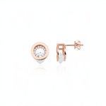 halo stud earrings in rose gold on a white background