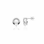 halo stud earrings in white gold on a white background