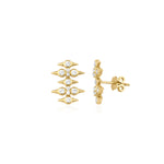 spike stud earrings in yellow gold on a white background