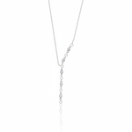lariat necklace in white gold on a white background
