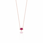 crimson pendant necklace in rose gold on a white background