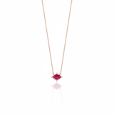 crimson pendant necklace in rose gold on a white background