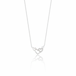 linked hearts necklace in white gold on a white background