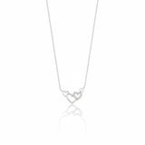 linked hearts necklace in white gold on a white background