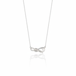 white gold ribbon knot necklace on white background