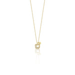 yellow gold pave square pendant necklace on white background