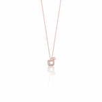 rose gold pave square pendant necklace on white background