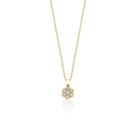 yellow gold floral cluster pendant necklace on white background