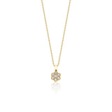 yellow gold floral cluster pendant necklace on white background