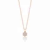 rose gold floral cluster pendant necklace on white background
