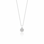 white gold floral cluster pendant necklace on white background