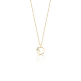 yellow gold open circle pendant necklace on white background