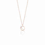 rose gold open circle pendant necklace on white background
