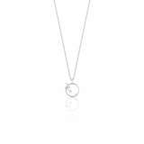 white gold open circle pendant necklace on white background
