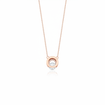 rose gold circle halo pendant necklace on white background