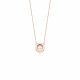 rose gold circle halo pendant necklace on white background