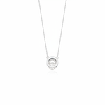 white gold circle halo pendant necklace on white background