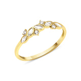 yellow gold vine crest ring on white background
