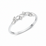 white gold vine crest ring on white background