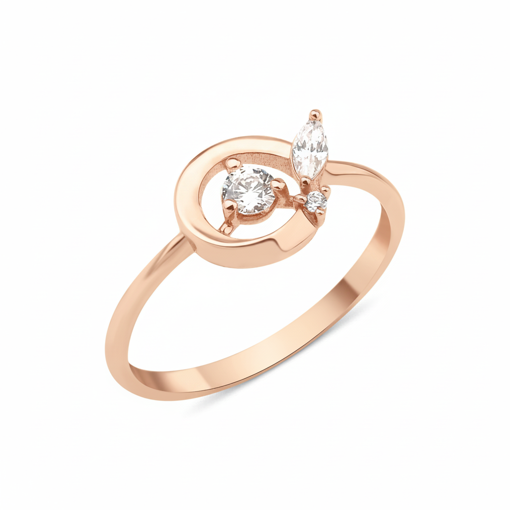 rose gold open circle ring on white background