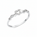 white gold twin heart ring on white background