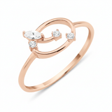 rose gold open loop ring on white background