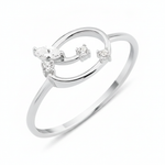 white gold open loop ring on white background