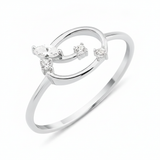 white gold open loop ring on white background