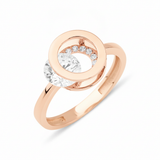 rose gold orbit ring on white background