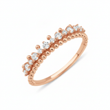 rose gold beaded row ring on white background