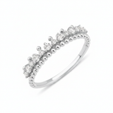 white gold beaded row ring on white background
